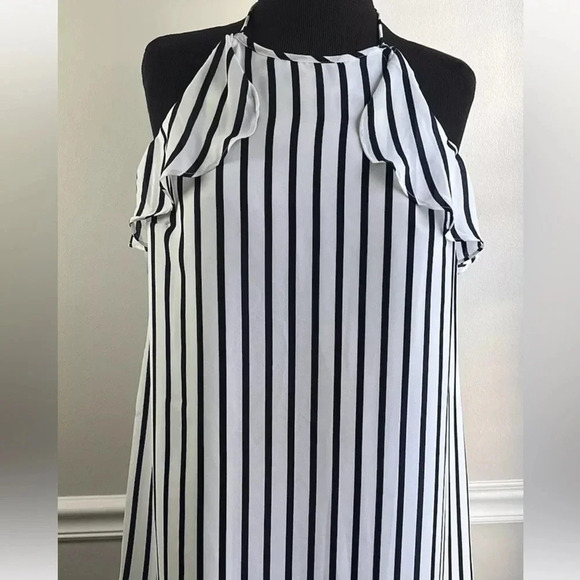 J. Crew Navy & White Striped Coastal Ruffle Summer Halter Dress Size XXS NWT - Picture 5 of 5